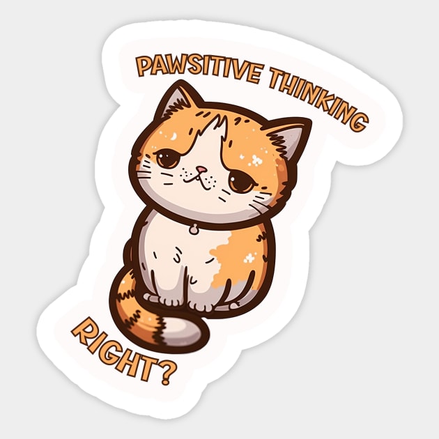 Sarcastic Cat, Stay Positive, Right? Sticker by FunDigital